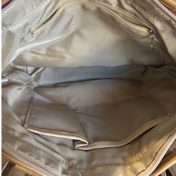 Longaberger Plaid Tote Bag Red Tan Shoulder Purse Zip Top Cottage Fall Handbag - Picture 6 of 8